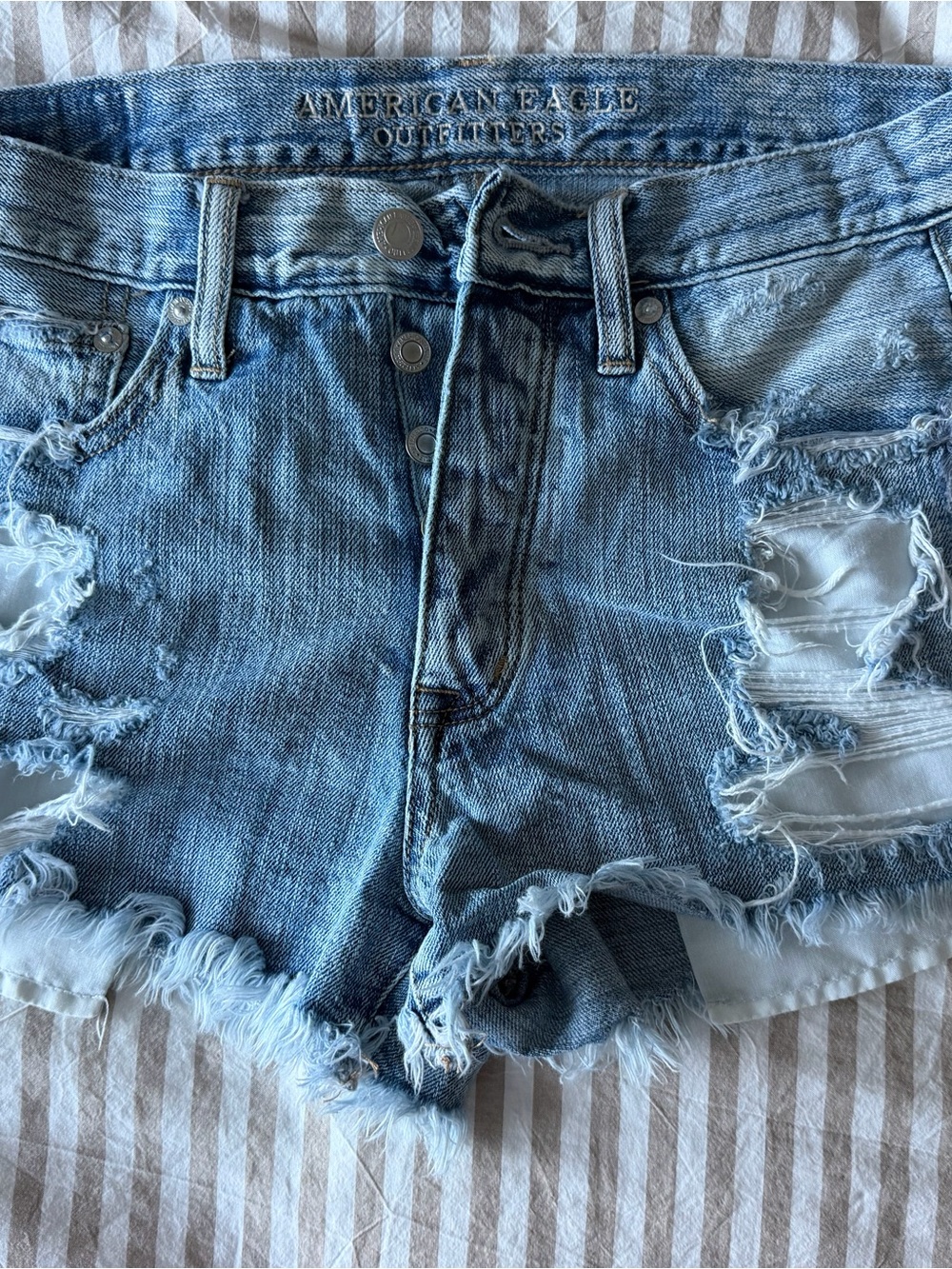 American Eagle Blue Distressed Denim Shorts